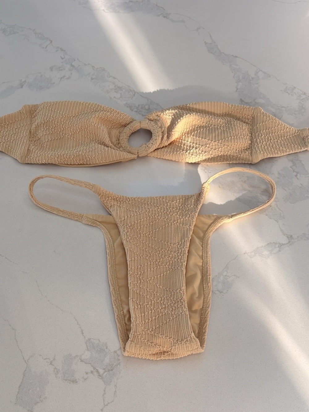 Monday Raffia Summer Plaid bikini set small